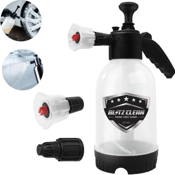 Snow Foam Pump up Sprayer Snow Foam Cannon Gun, 2L Heavy Duty Pressurised Soap Sprayer with Two Nozzles Car Thick Foam Blaster, Hand Foam Sprayer Pump...