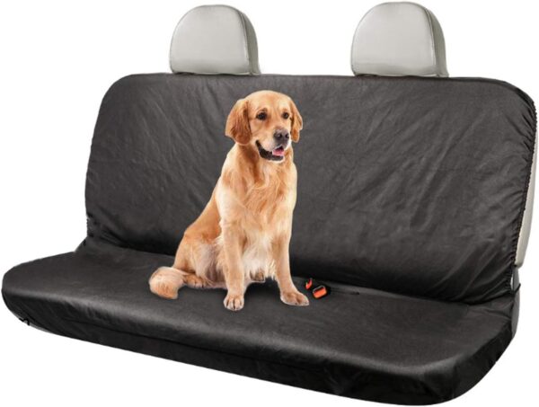 CICMOD Car Bench Seat Cover Universal Waterproof Black Heavy Duty Seat Protector for Pets Dogs
