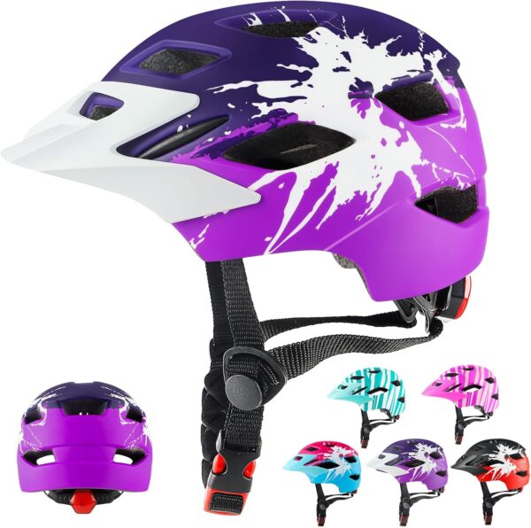 RaMokey Kids Helmet, Kids Bike Helmet for Boys Girls Age 3-15, Light Weight Cycling Helmet Mountain Bicycle Helmet with Taillight Adjustable Dial Removable...