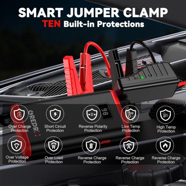 GREPRO Jump Starter Power Pack, Car Battery Booster Jump Starter and Jump Pack for 12V Vehicles, Motorcycle, Jump Starter with LCD Screen and LED Flashlight...